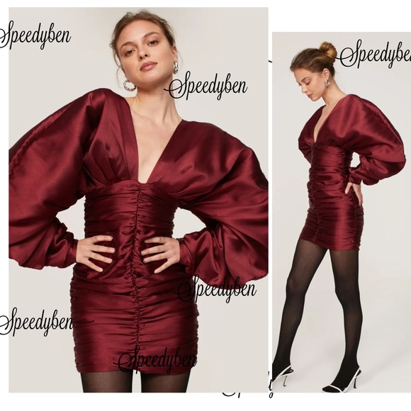 ALIÉTTE Statement Sleeve Burgundy Wine Red Dress size 10 - Picture 1 of 17